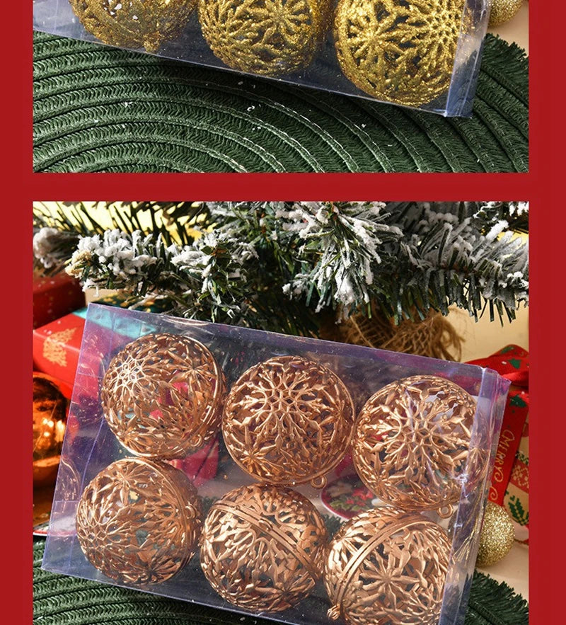 Choice Weihnachtskugeln 6 cm - 6 Stück Kunststoff Glitzer