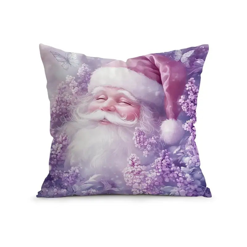 Purple Christmas Decoration Cushion Pillowcase Printed Polyester 45x45cm Throw Pillowcover Decorative Sofa Cushion Pillowslip