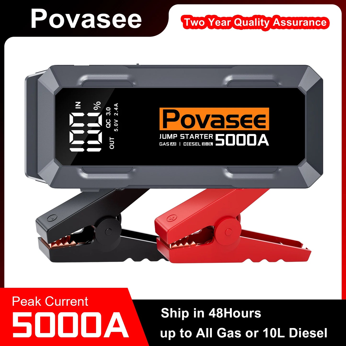 Povasee Jump Starter 5000 A Spitzenstrom - 12000-18000 mAh