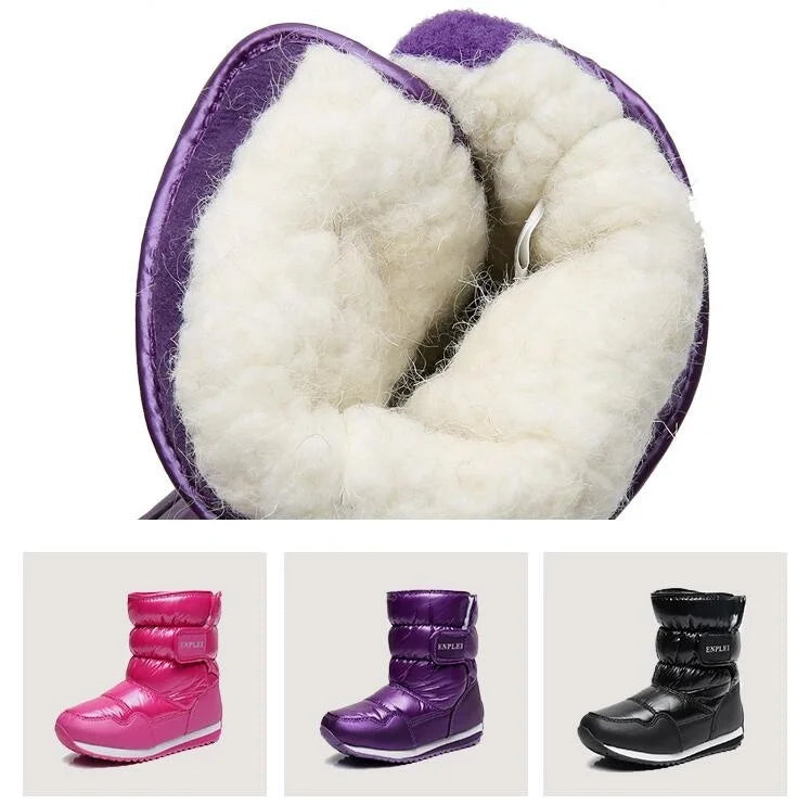 Kinder-Schneestiefel, 2025, Herbst-Winter-Wolle, warm halten, Kinderstiefel, Marke, modisch, wasserdicht, rutschfest, Baumwollschuhe für Mädchen und Jungen