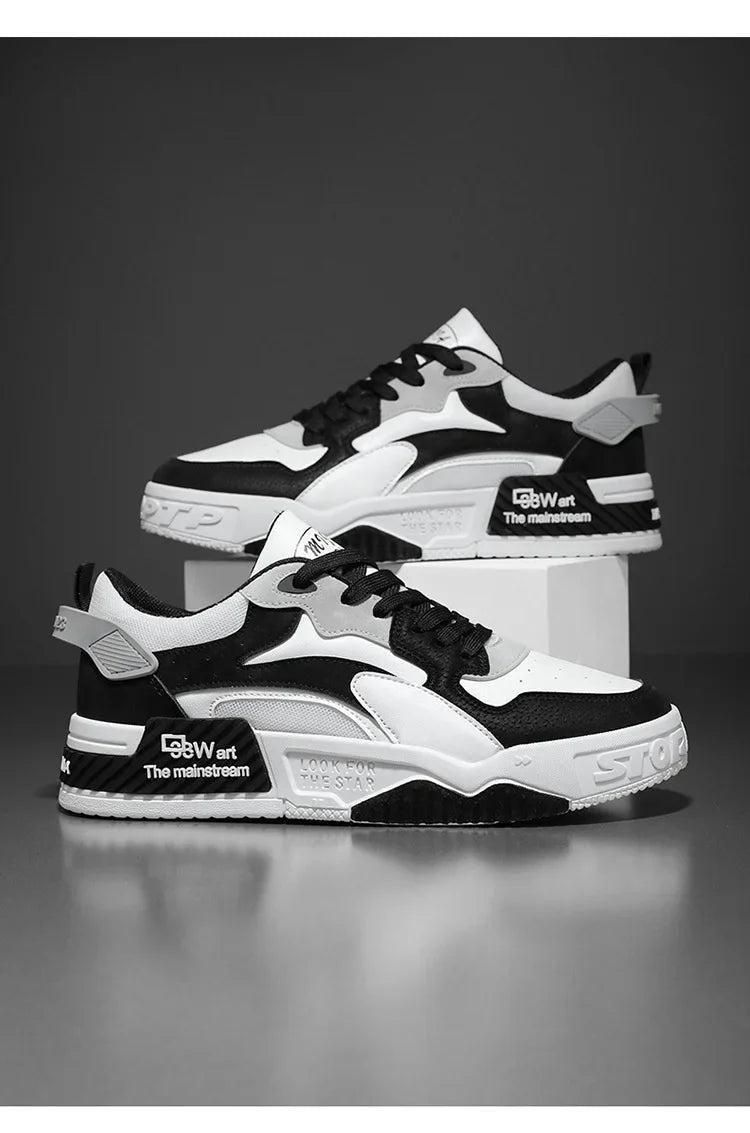Men's Sneakers Men's Comfortable Platform Shoes 2024 Trend Lace-up Vulcanized Shoes White Casual Sneakers Zapatillas