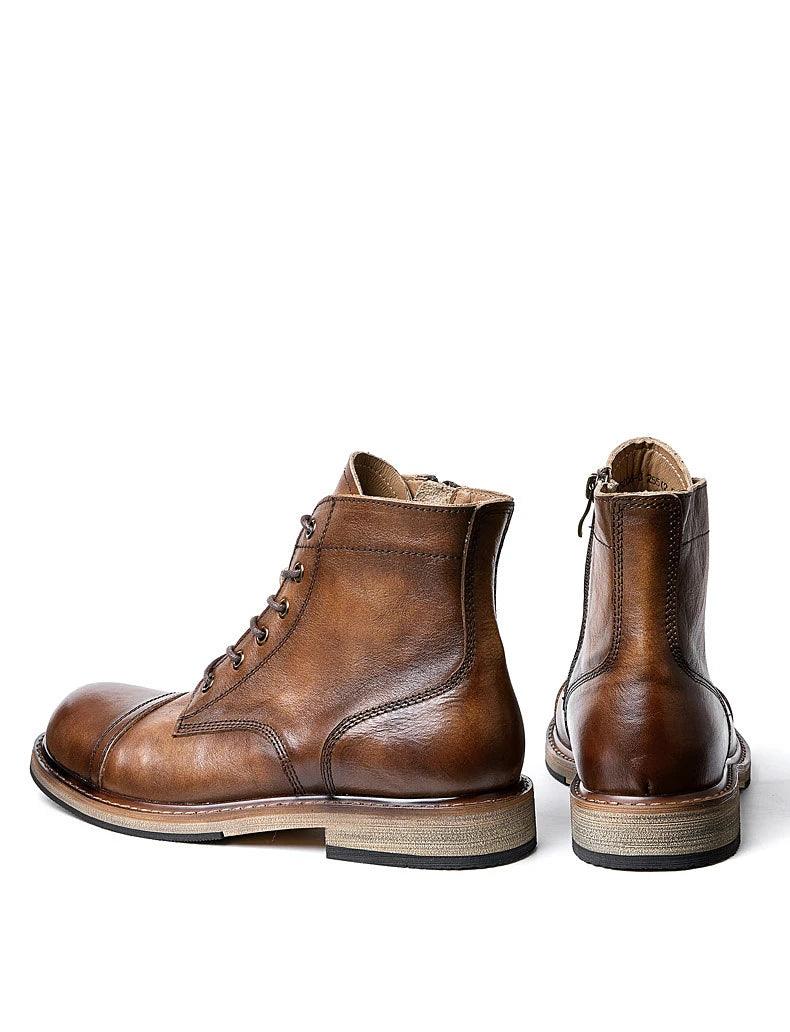 Men genuine leather handmade high quality comfortable boots