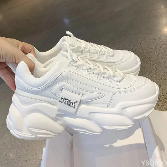 YBQJOO Damen Sneaker Atmungsaktiv - PU 3-5 Cm Plattform
