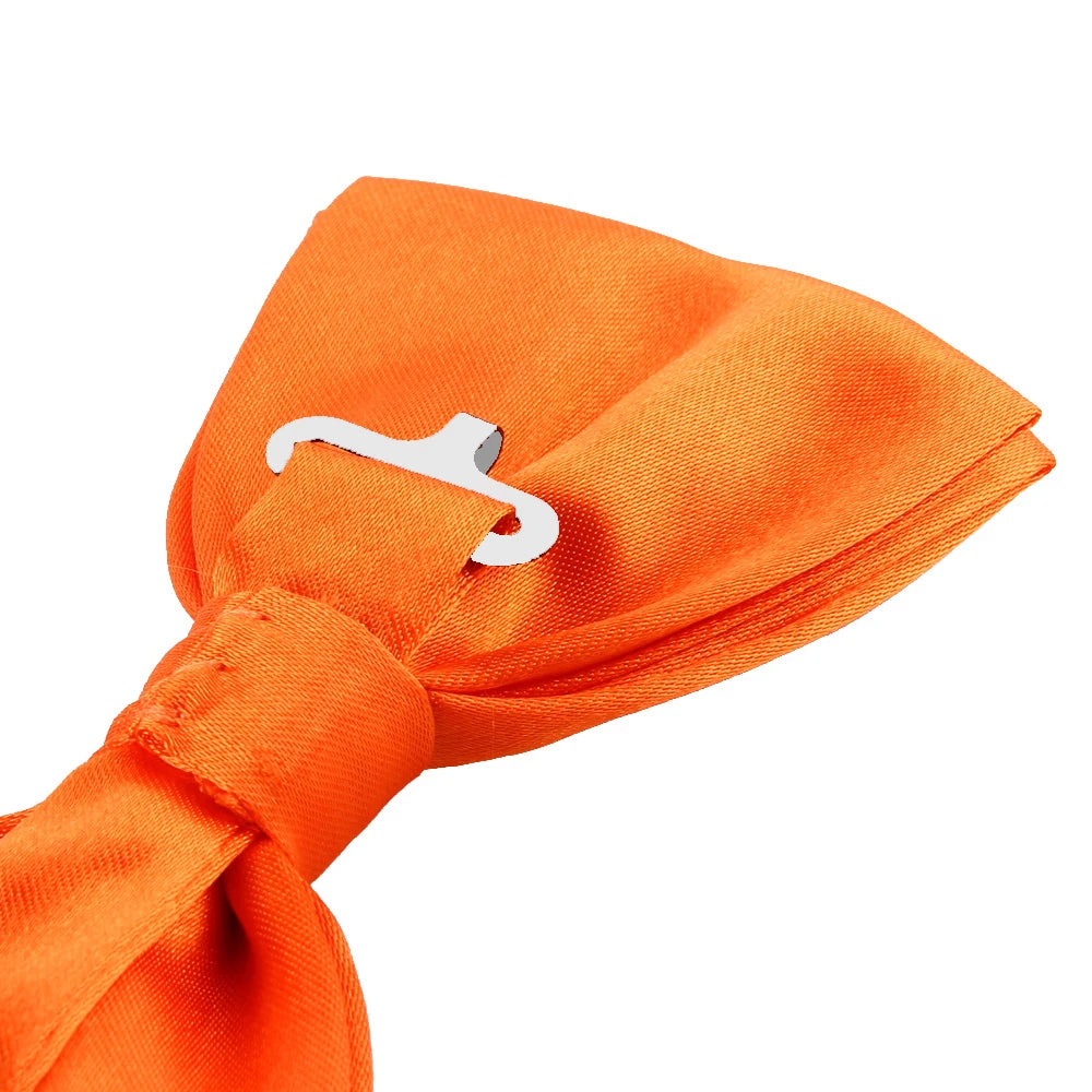 Solid Colors Polyester Adjustable Men's Accessory Set Elegant Pre-Tied Bow Tie Matching Pocket Square & Cufflinks for Wedding