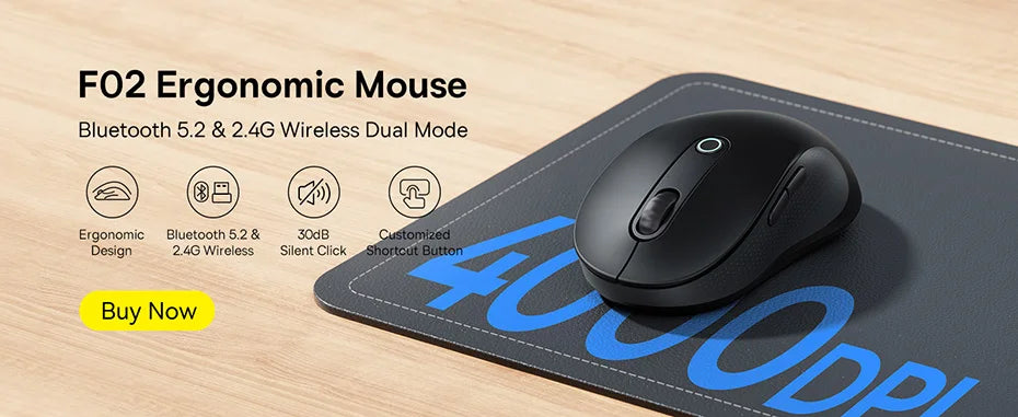 Baseus F01B Wireless Bluetooth 5.0 Maus - 1600 DPI, Silent Click, für MacBook, Tablet, Laptop, PC und Gaming