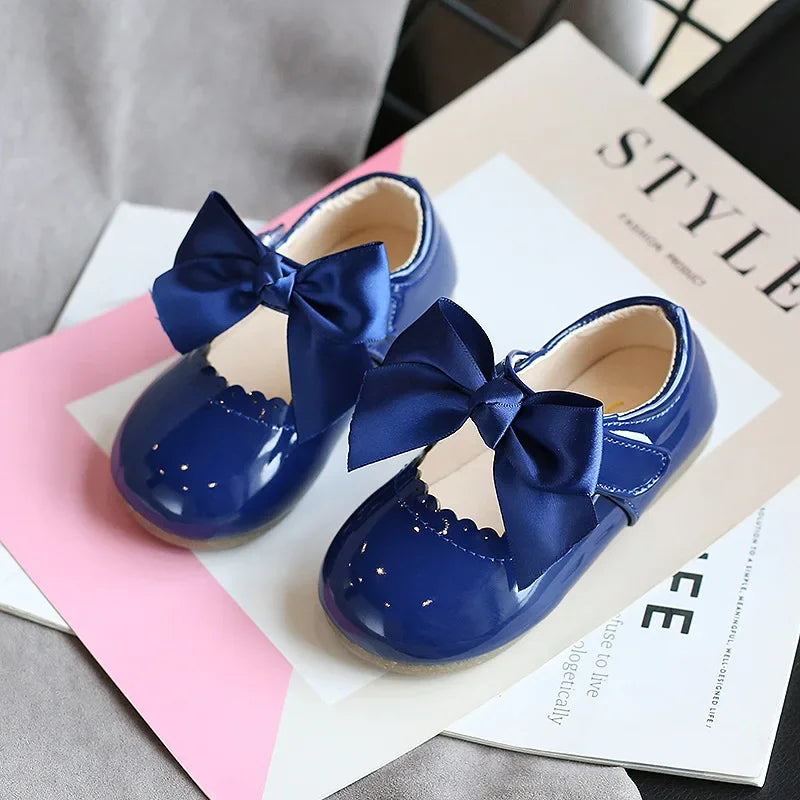 Baby Prinzessin Mädchen Schuhe 2025 - Frühling Herbst Süße Schleife Lackleder - Tanzschuhe Erste Laufschuhe Kinder