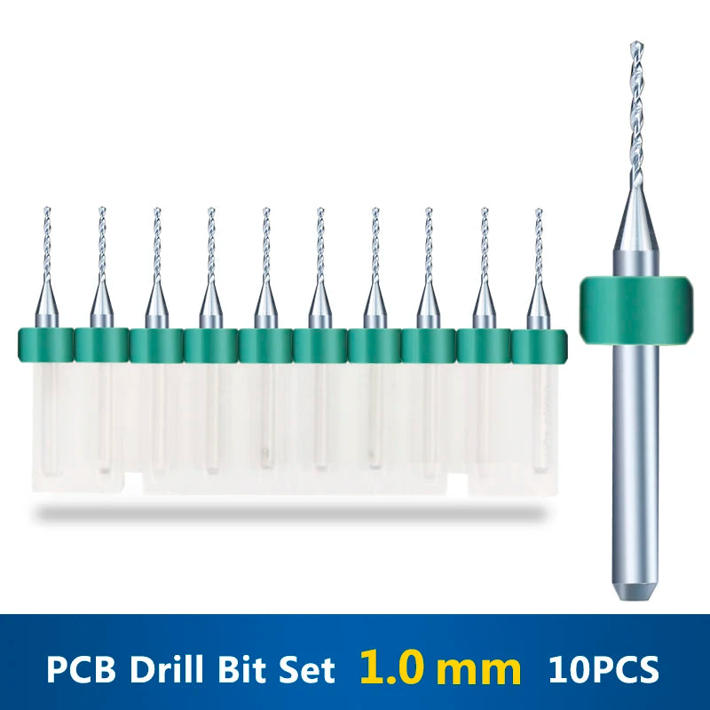 XCAN 10Stk/Set 0.3mm bis 1.2mm PCB Mini Bohrer Bit Wolfram Stahl Hartmetall für Print Schaltkreis Board CNC Bohrer Bits Maschine