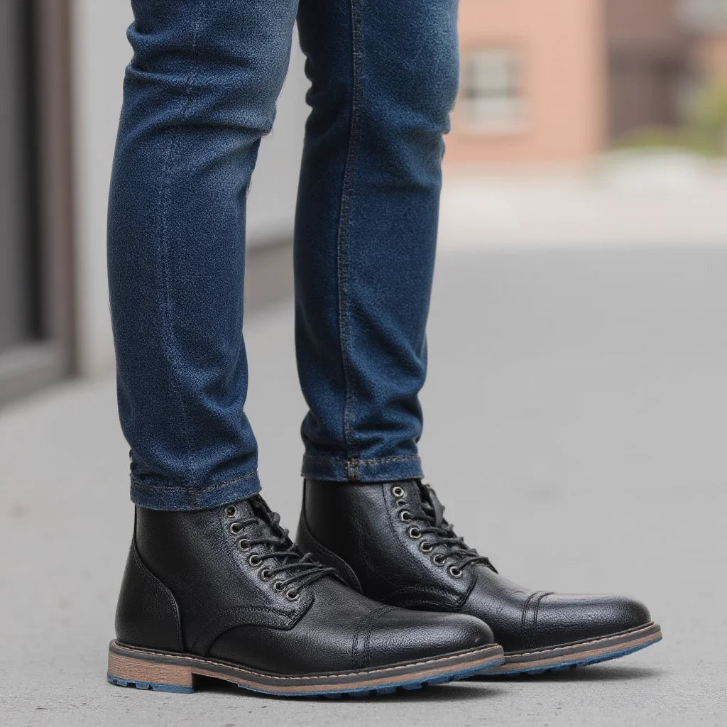 Ghete din piele lucrate manual, confortabile și la modă - Mărimi EU 40-45, Toc 1-3 cm, Căptușeală EVA