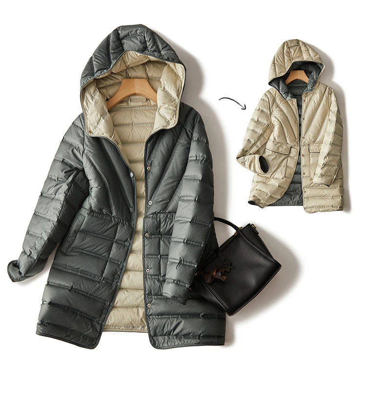 Janveny Ultralight Down Mantel - Gr M Kapuze Doppelseitig