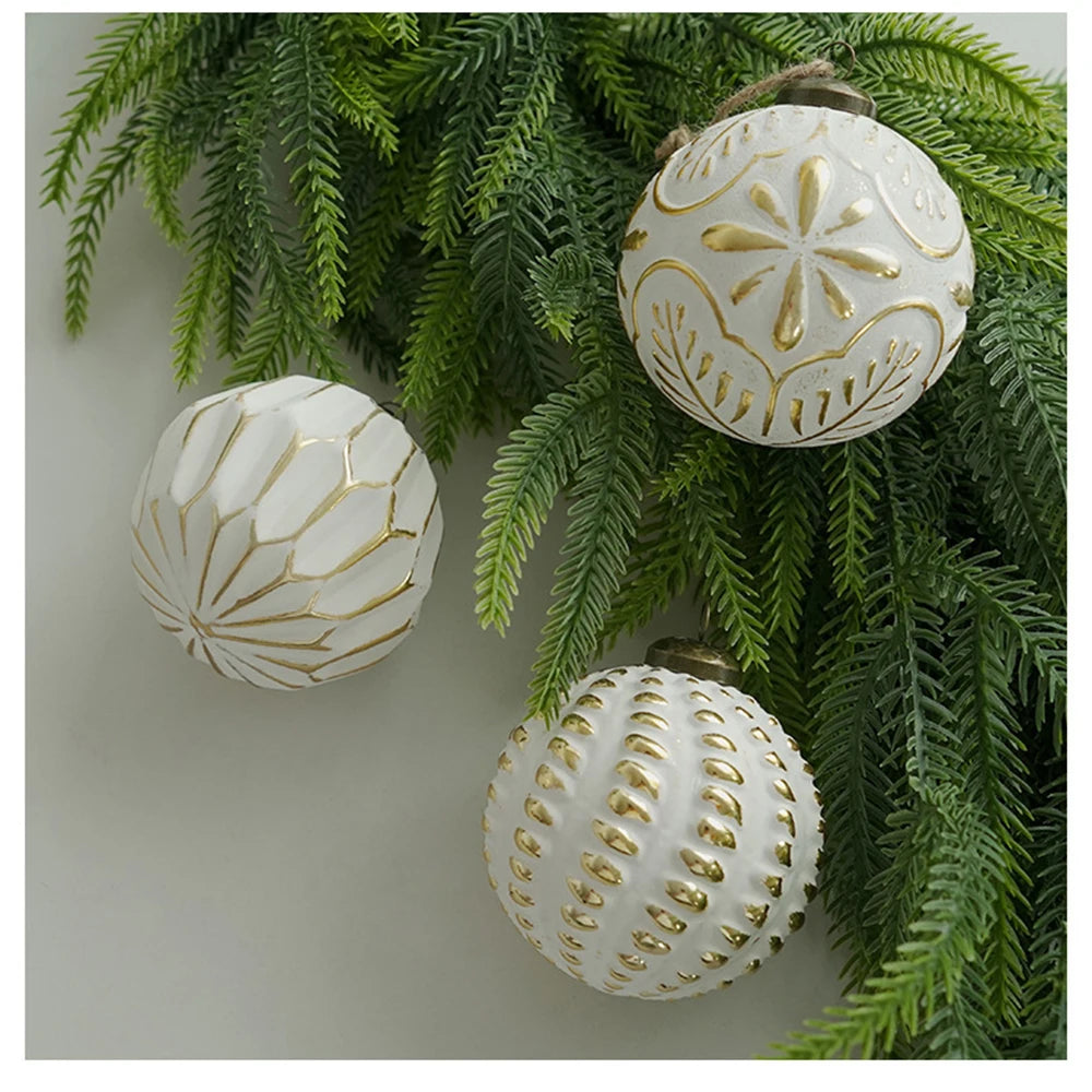 Aurora KugelSet 8cm Grün Weiß Glitzer - Größe 8 cm, 13 Stück