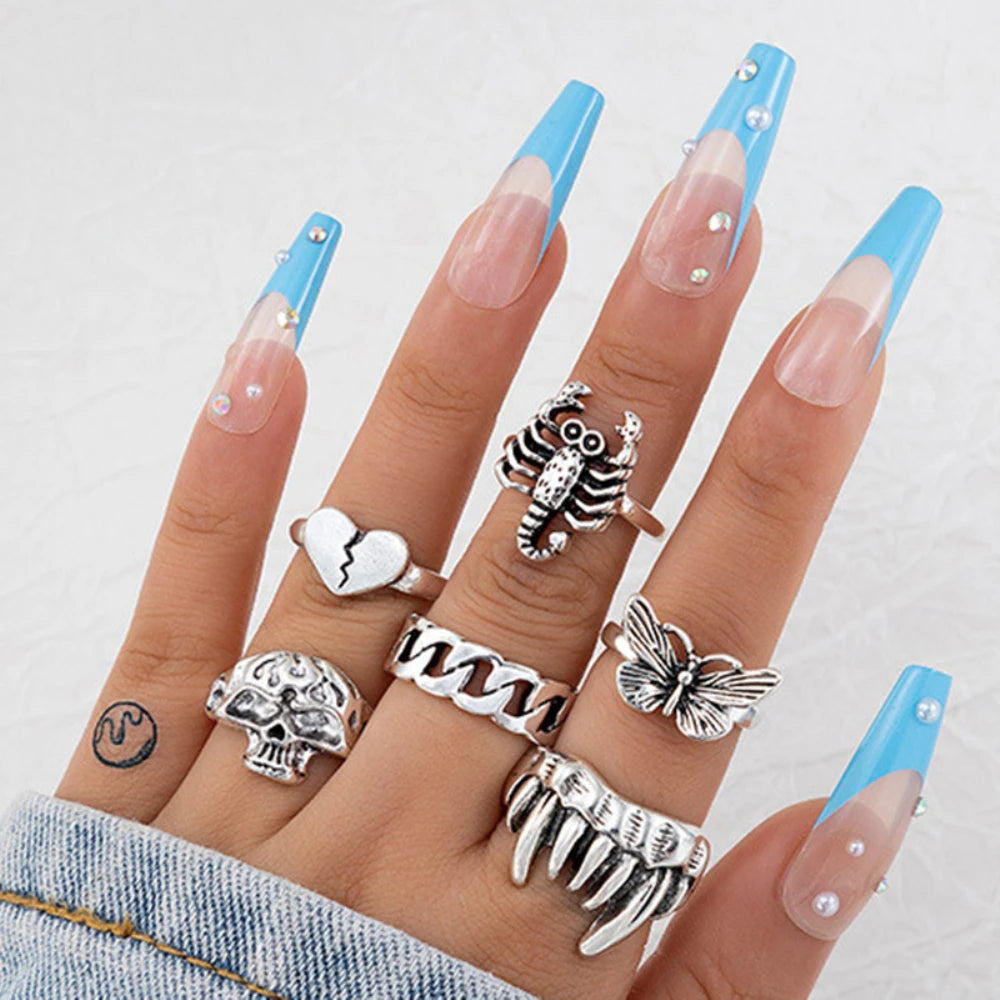 Zhang V Gui Punk Fingerring Set - 10/20/30/50 Stk Zink
