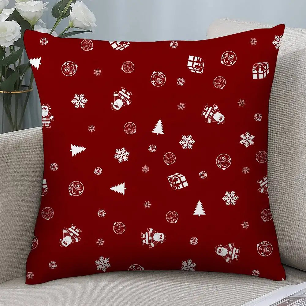 Christmas red bell Pillow Case Short plush Double-sided Print Square Throw Pillow Covers Sofa Home Cushion Decor