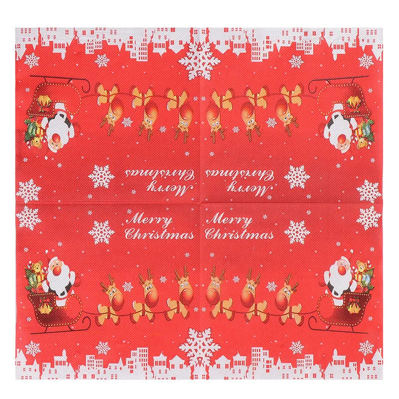 20Pcs/pack 33x33cm Merry Christmas Series Printed Paper Disposable Tableware Napkin Tissues Xmas Party Decor