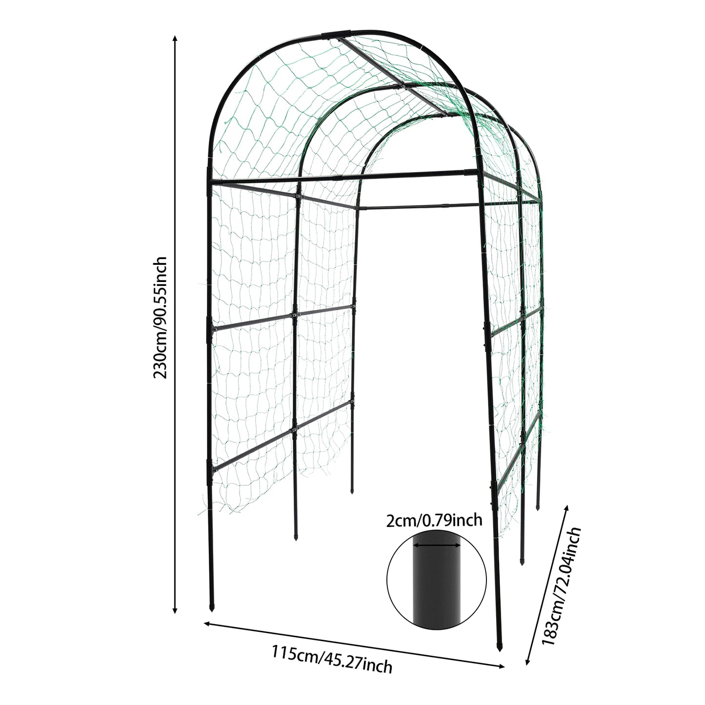 GartenMeister Gartenbogen 230 cm Höhe, 20 mm Rohrdurchmesser, Stahl/PE
