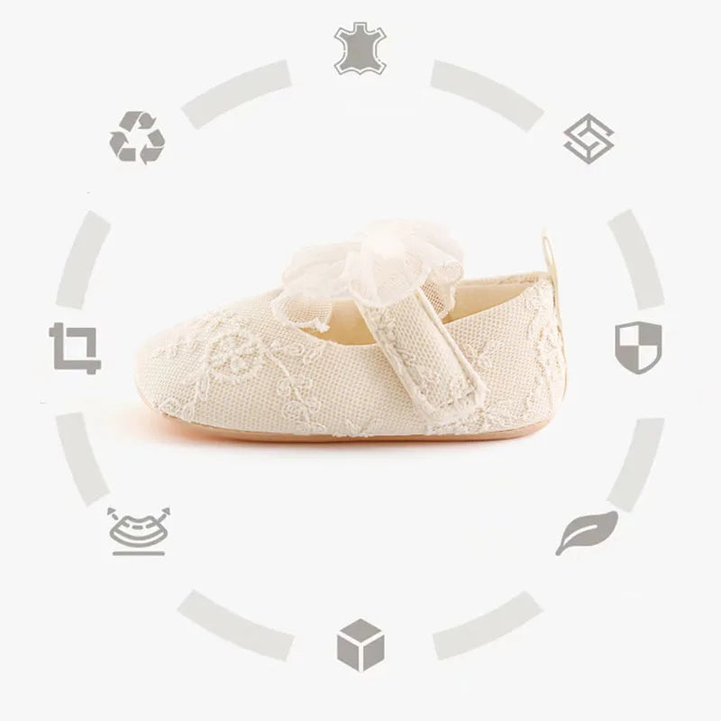 Sommer Baby Lauflernschuhe 2025 - 0-18M Mädchen Bestickte Mesh Schuhe - Kleinkind Schleife Weiche Sohle Stoffschuhe