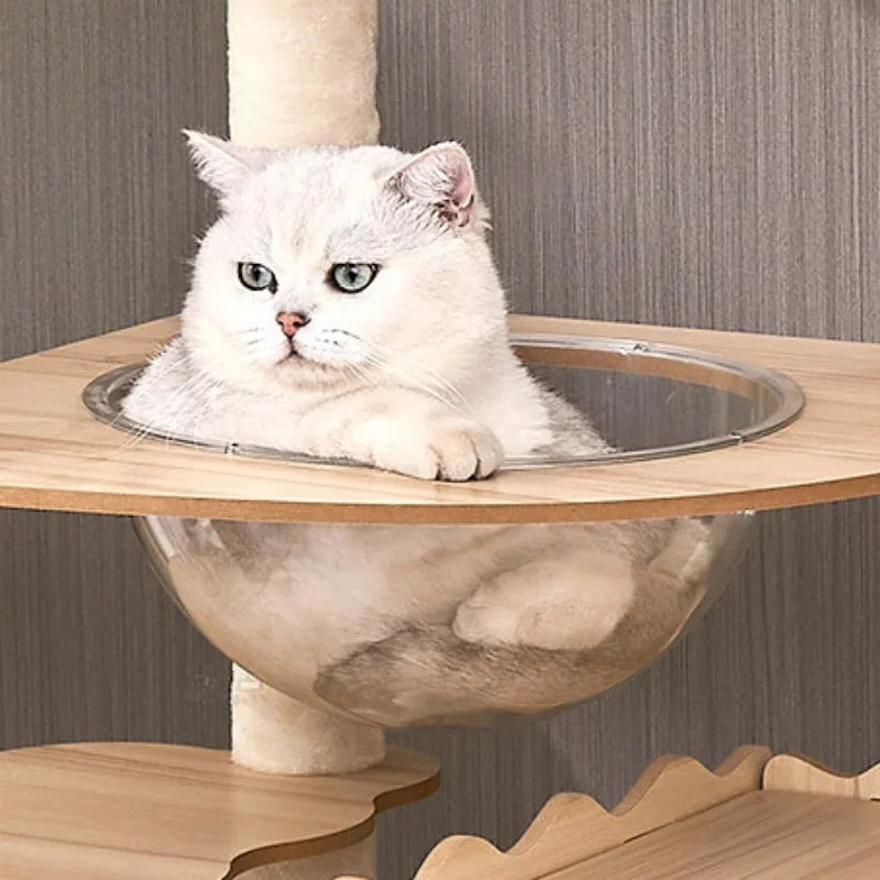 Großer Holz Katzenbaum Mit Raum Pod Multi-Level Katzen Turm & Kratzbäume Langlebig Katzen Möbel Für Indoor Katzen Katzen Spielzeug
