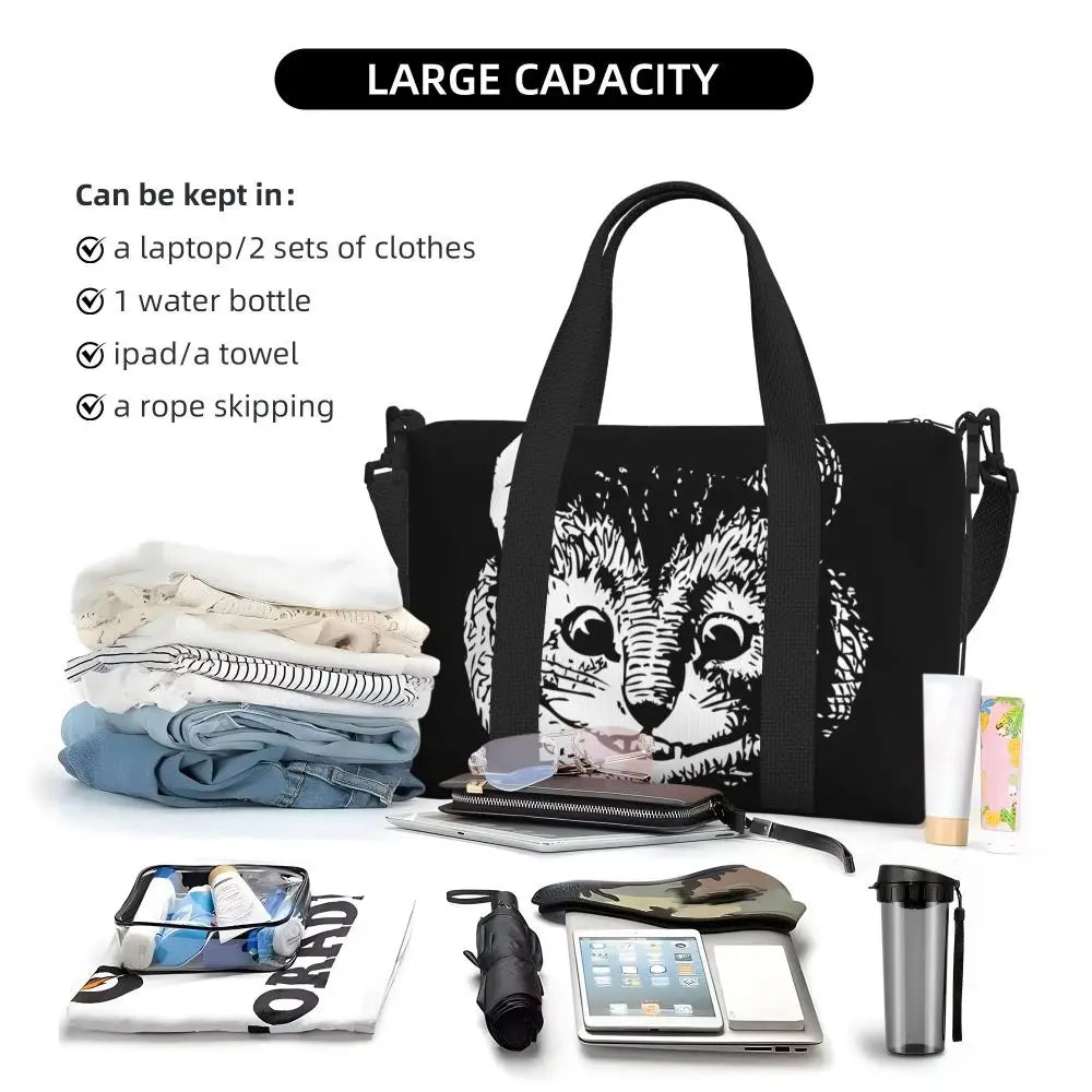 Custom Cheshire Cat Beach Tote Bag for Women We're All Mad Here Cat Big Compartment Gym Beach Travel Bags