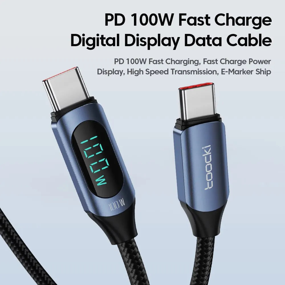 Toocki Typ-C Kabel PD 100W - 5A, USB-C zu USB-C Display