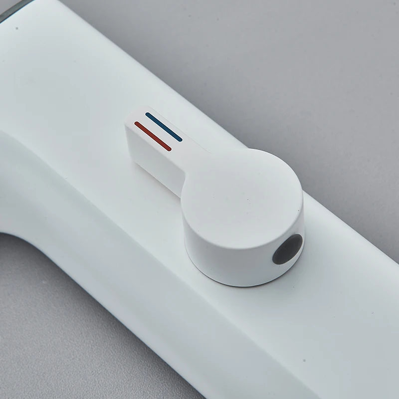 White Smart Daul Sensor Bathroom Basin Faucet Hot Cold Water Mixer Deck Mount  Bathroom Sink Faucet
