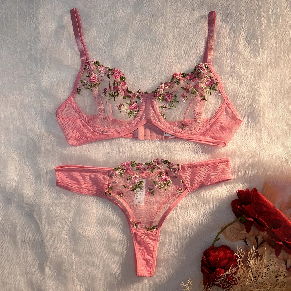 Women Lace Lingerie Push Up Bra And Panty Sets Flower Embroidery Bralette Set
