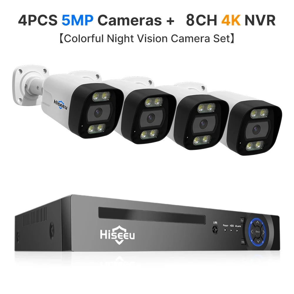 Überwachungssystem 2025: Hiseeu 4K 8MP POE Security Camera System - AI Face Detection 8 Port NVR H.265 Home Waterproof CCTV Surveillance IP Camera Kit Collection