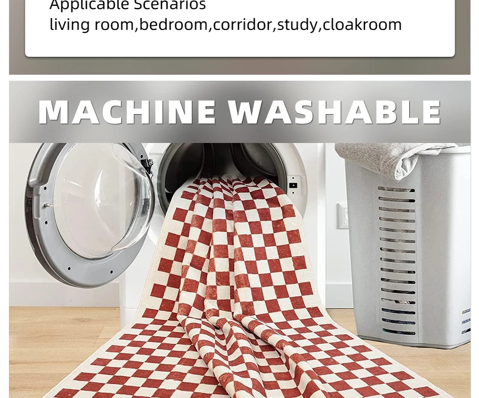 Runner Rug Corridor Non-slip Machine Washable Easy To Fold Floor Mat Green Plaid Snowman Rugs Christmas Gift Home Decoration Mat