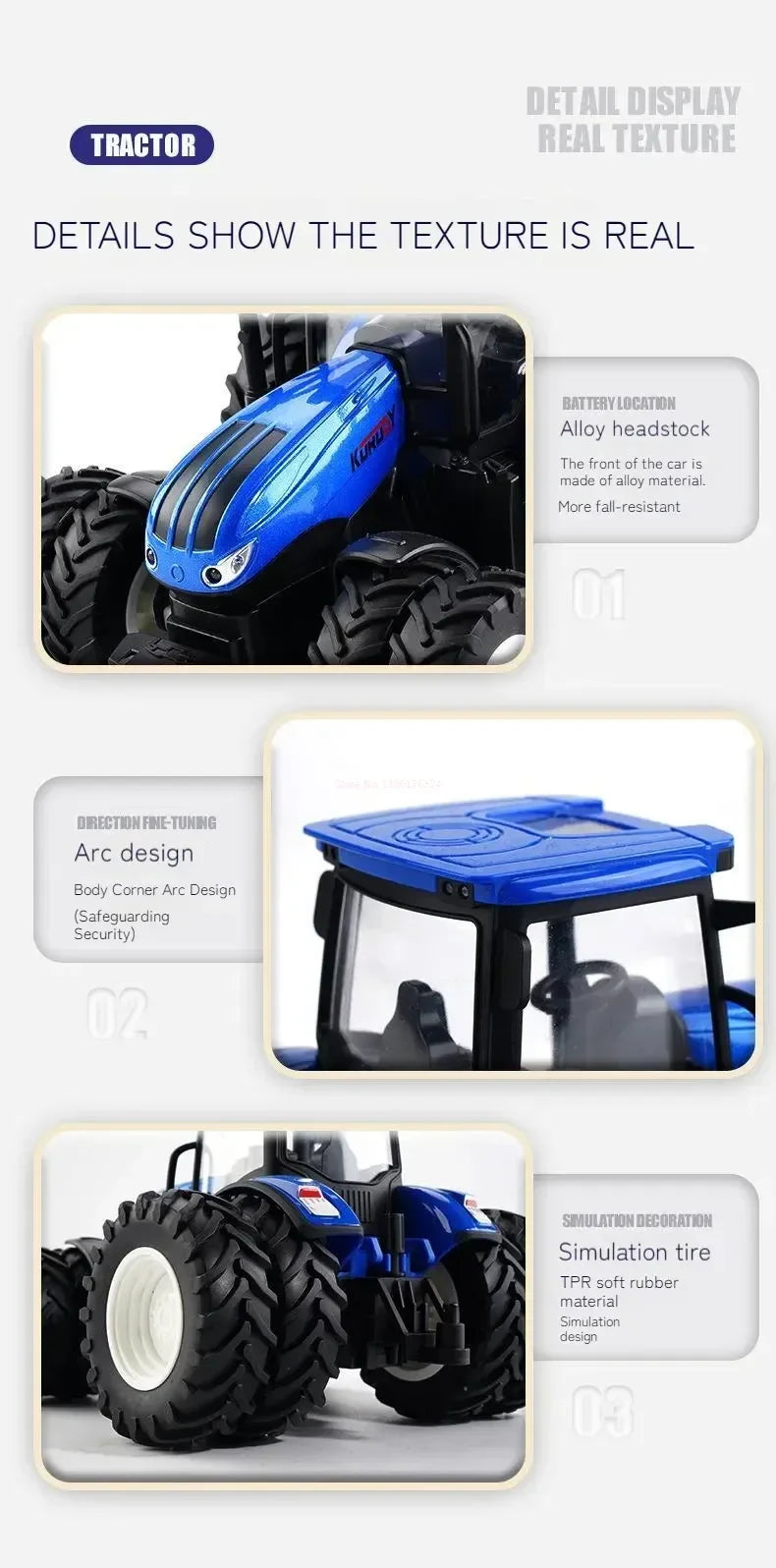 RC Auto 1:24 Legierung Ferngesteuert Traktor Spielzeug Mit Scheinwerfer Simulation Elektrisch Farm Truck Spielzeug Set Kind Outdoor Spielzeug Geschenke