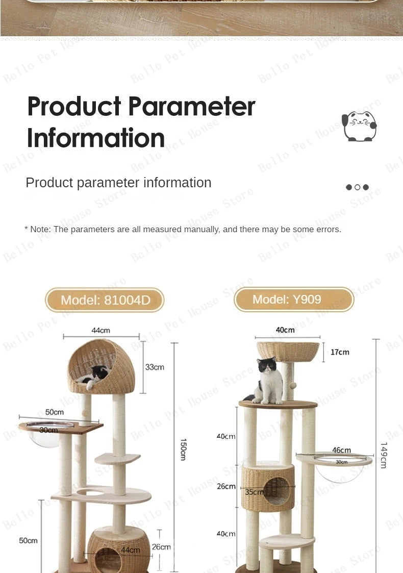 Multi-Story Cat Tree House multifunctional cat house Multi-layer tower cat scratching board Wooden pet supplies