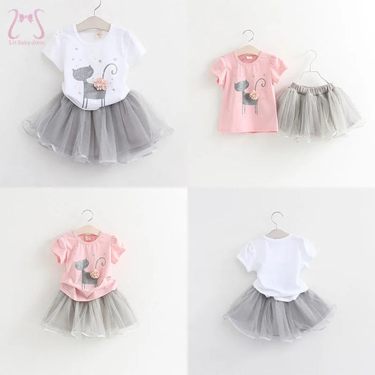 SH Baby Dress Mädchen Tutu Set - Baumwolle Kurzarm 1-5J