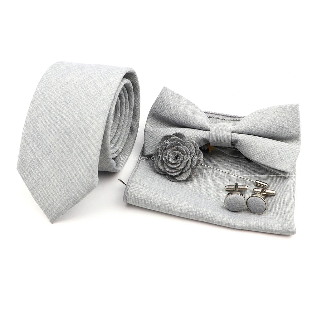 Neues Design 27-farbiger Männer-Accessories-Set: Klassische Baumwoll-Taschentuch, Manschettenknöpfe, Fliege für Hochzeit, Party, Geschenke