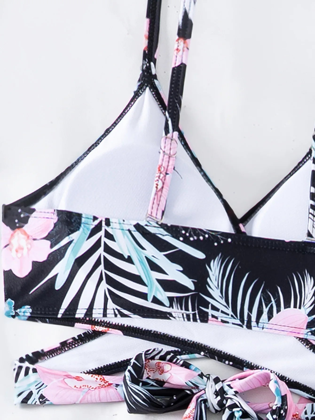 Sommer Print Schwimmanzüge: ASKATE Verbesserte Unterstützung Wire-Free Support Nylon Spandex - Dreiteilig High Waist Strand Wear Floraler Print