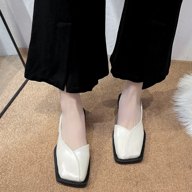 Women Sandals Elegant Square Toe Flat Shoes for Women Fashion Low Heels Sandals Brand Designer Women Party Shoes Sandalias Mujer