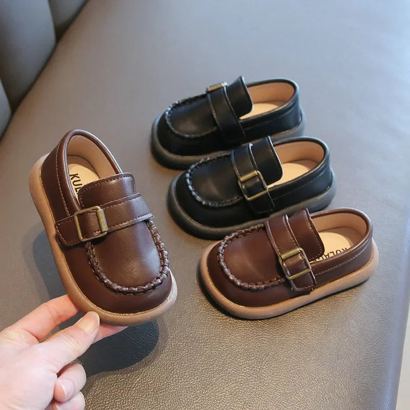 Jungen Casual Schuhe 2025 - Kleinkind Flache Loafer Slip-On - Frühling Herbst Runde Zehen Klassische Schnalle Hochzeit