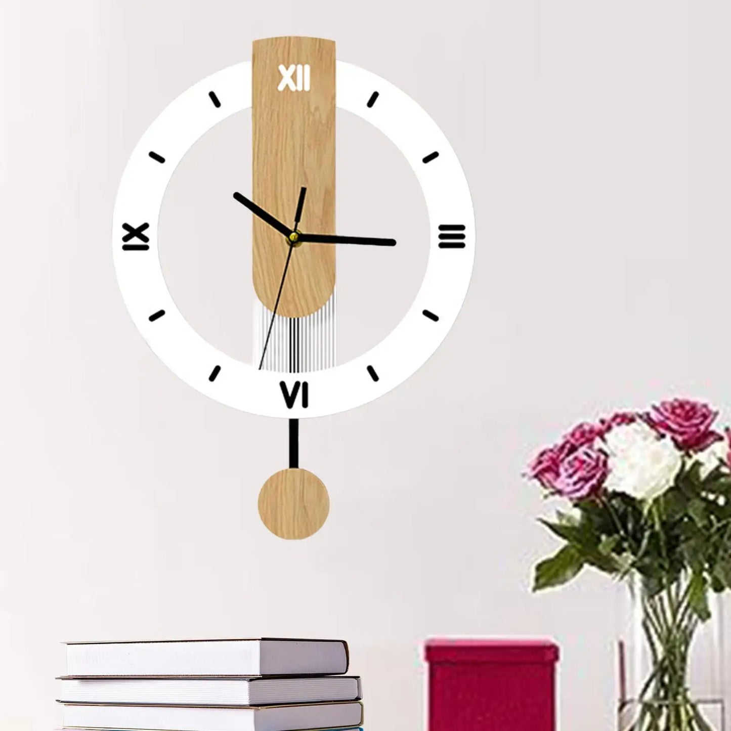 Wall Clock No Ticking Wall Decoration Large Roman Numerals Lightweight Easy to Read Gifts for Study Bedroom Cafe Bar Home Office