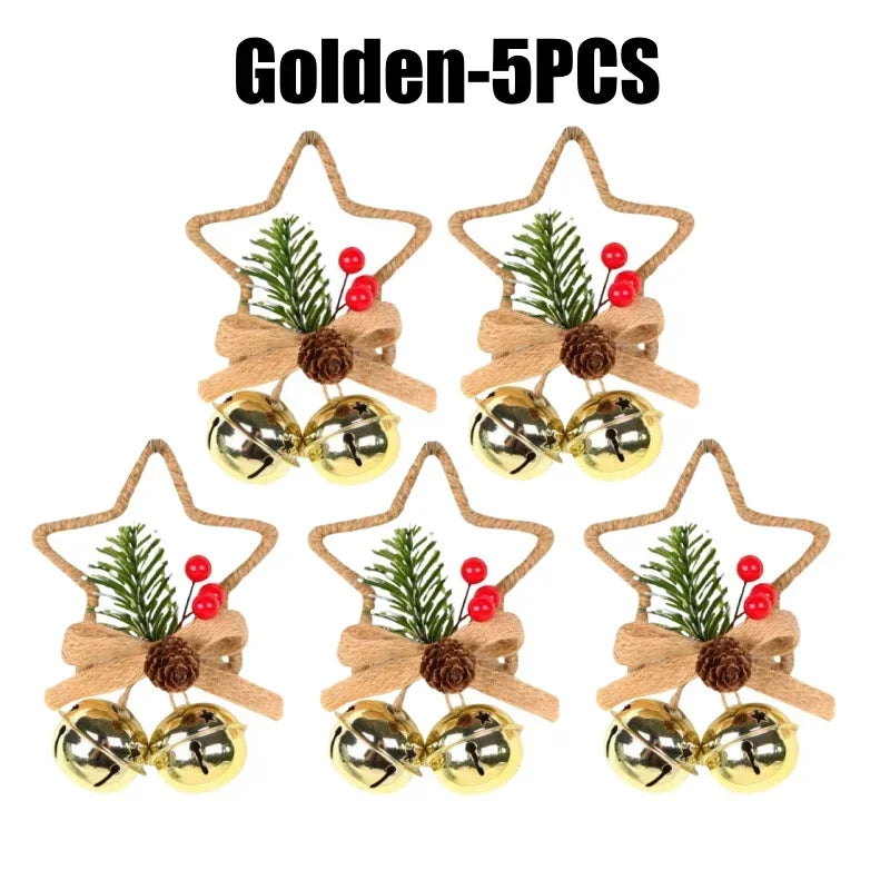 1–10 Stück Weihnachtsglocken-Anhänger mit rotgoldenen weißen Tannenzapfen und Schleife für Baumschmuck und Bastelbedarf für Feiertage