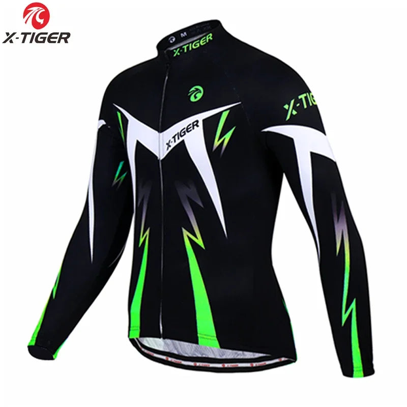 X-TIGER Top Qualität Radfahren Trikot 2025: Langarm MTB Fahrrad Polyester - Berg Fahrrad Sportbekleidung Atmungsaktiv Schnell Trocknend Schweißabweisend Taschen