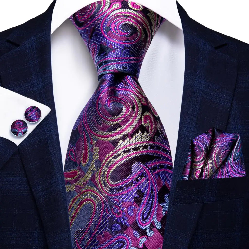 Hi-Tie Seiden-Herren-Krawatten-Set Blumenmuster Gelb Gold Krawatten und Taschentücher Manschettenknöpfe-Set Herren-Hochzeits-Party-Anzug-Mode-Halskrawatte C-3053
