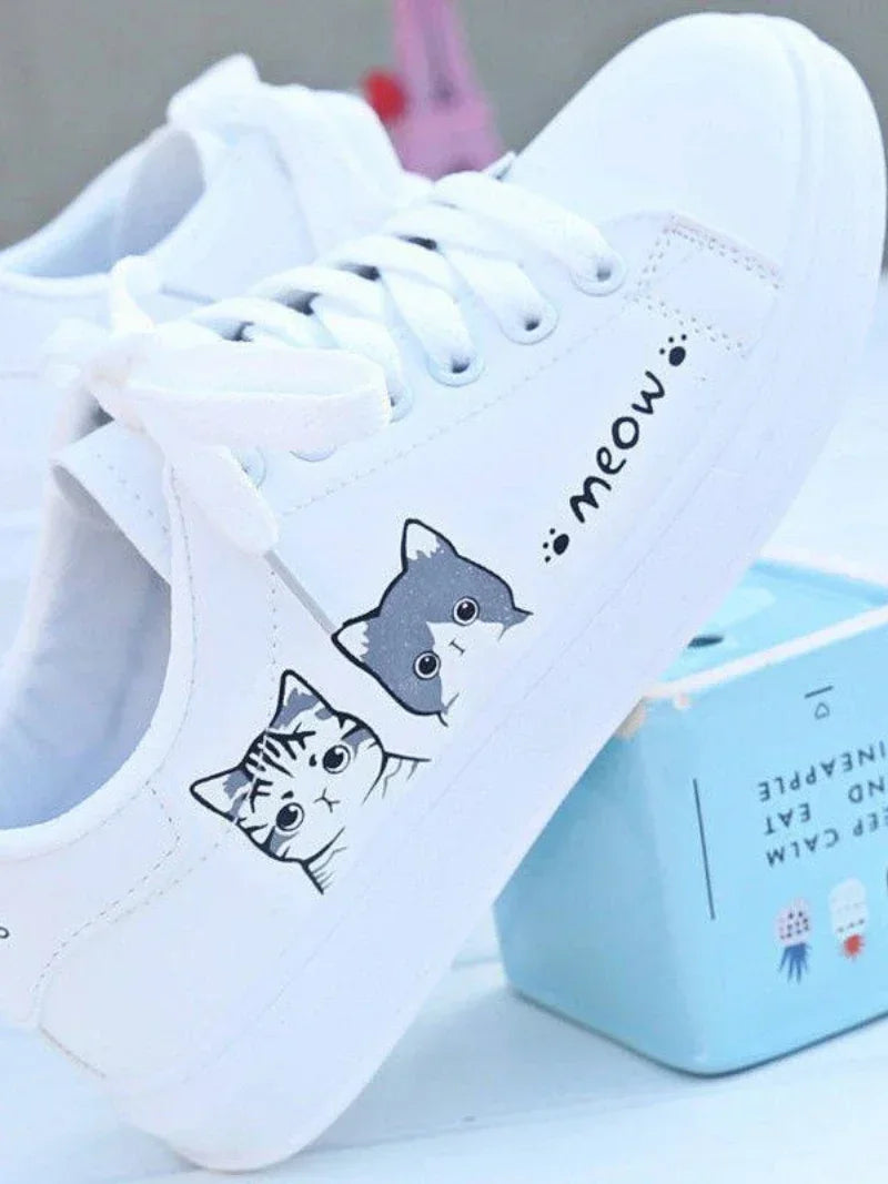 Bella Sneaker Schnürung - PU Katzendesign 36-41 EU Sommer