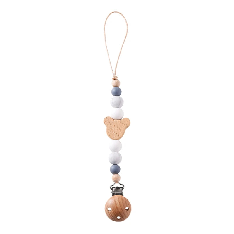 Baby Pacifier Chain Star Customizable Beads Wooden Pacifier Clips BPA Free Handmade Holder Chain Infant Nursing Teether Chain