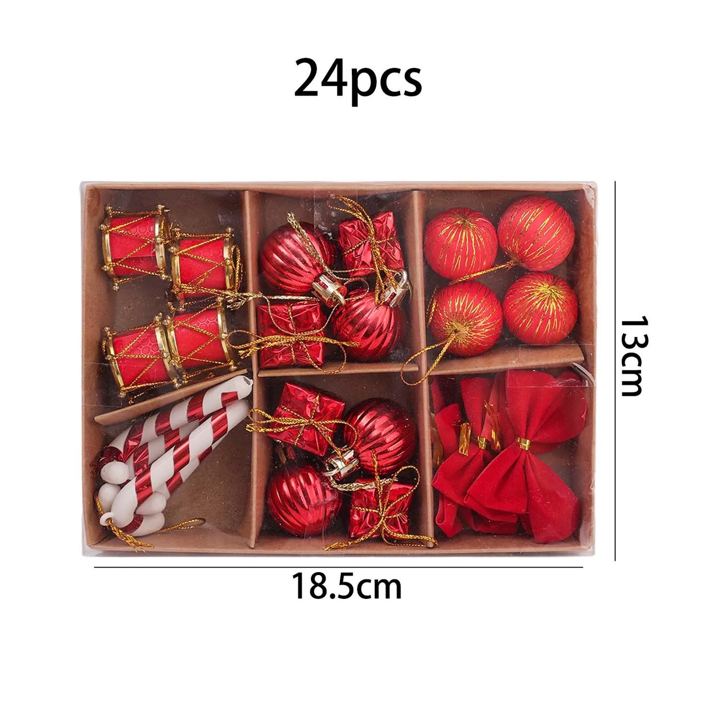 Choice Kugelset Rot-Gold Glitzer - 24 Stück, Ø2 cm