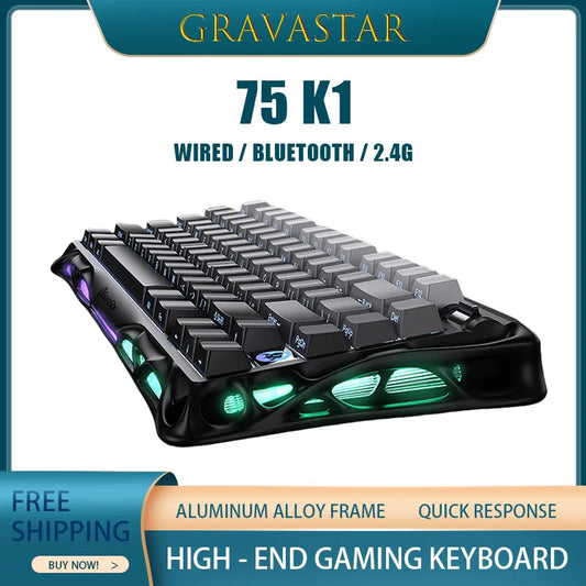 Gravastar 75k1 Mechanische Tastatur - RGB, BT, Alu, 2.4G