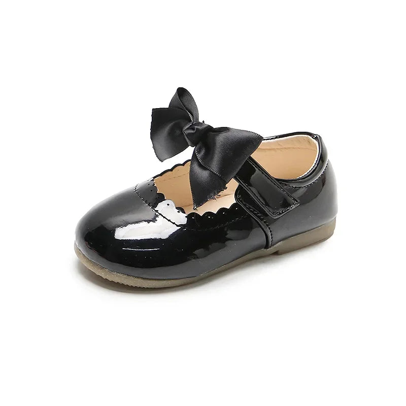 Baby Prinzessin Mädchen Schuhe 2025 - Frühling Herbst Süße Schleife Lackleder - Tanzschuhe Erste Laufschuhe Kinder