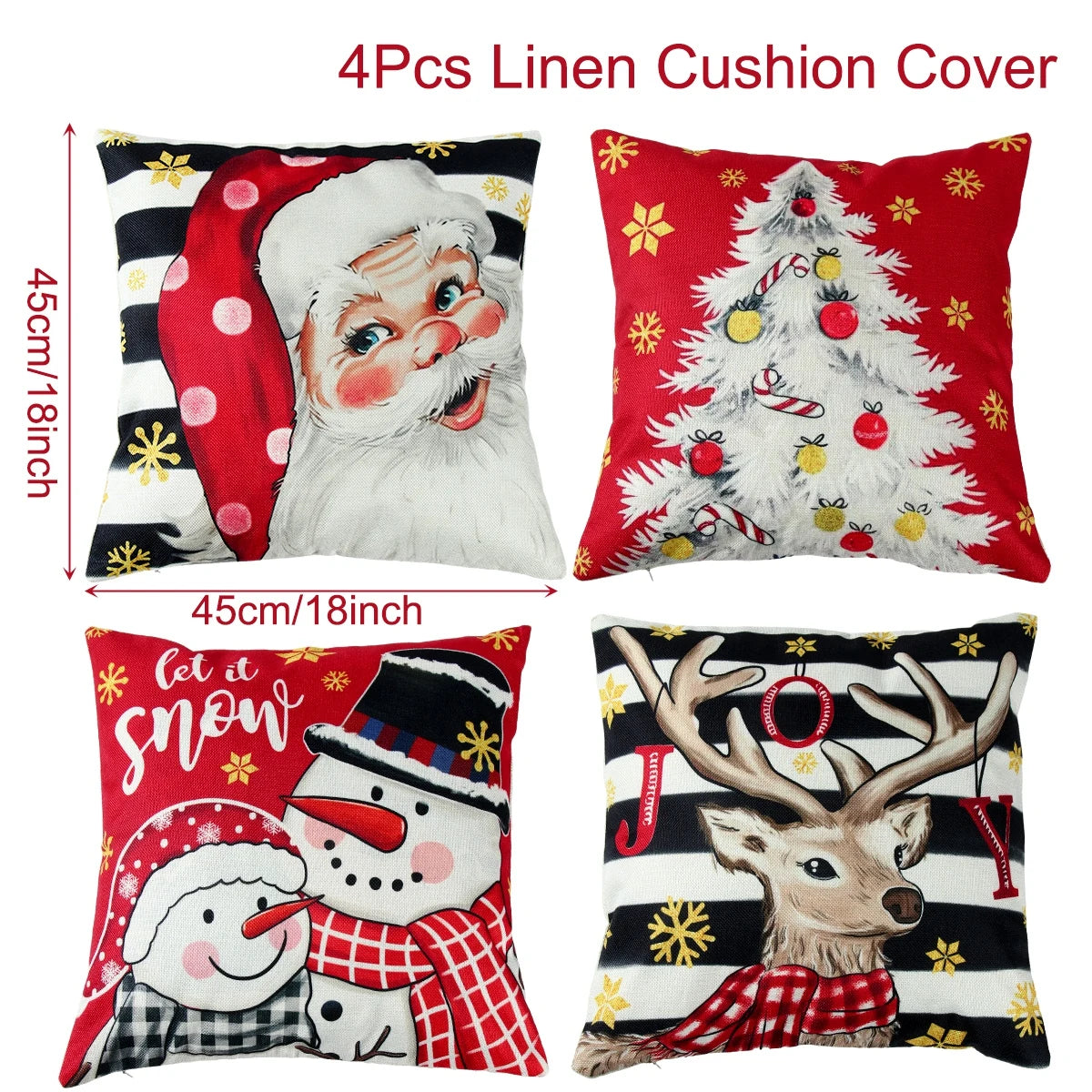 4pcs Christmas Cushion Cover Pillowcase Merry Christmas Decoration Linen Pillow Cases Home 2025 Xmas Gifts Pillow Covers 2026