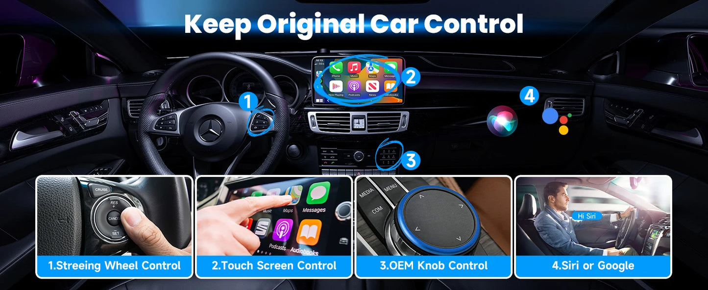 Spedal 2in1 CarPlay Android Auto Kabellos - Plug 5V Mini