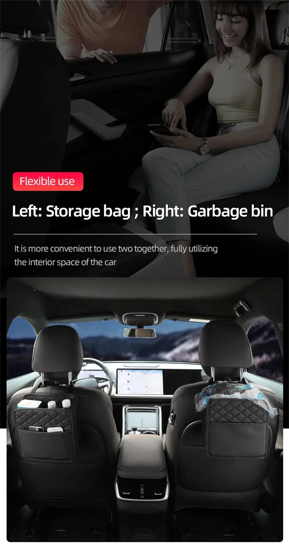 Multifunktional Auto Sitz Aufbewahrung Tasche 2025 - Leder Aufbewahrung Tasche Müll Tasche - Geeignet Meiste Auto Modelle