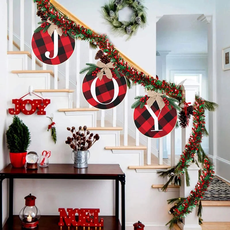 5/10er-Pack 78,74 Zoll Weihnachtsbaum-Hängegirlande, Weihnachtsgirlande, rotes und grünes Lametta, Bandornamente, Urlaub, Zuhause, Partyzubehör