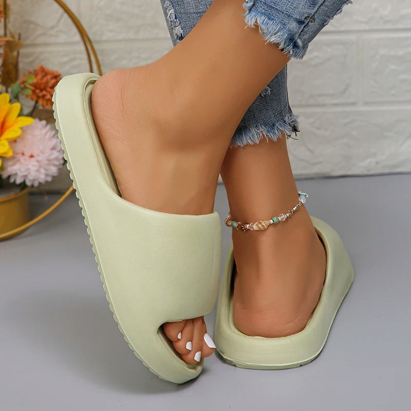 Lucyever 2024 Weich Sohle Eva Hausschuhe für Frauen Leichtgewicht Rutschfest Heim Hausschuhe Frau Sommer Dick Plattform Strand Flip Flops