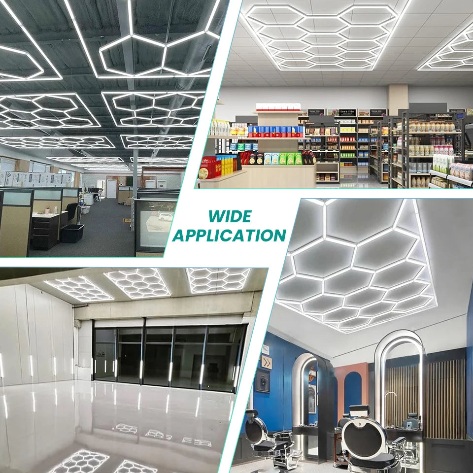 Hexagonal ceiling light BarberShop Car Garage LED Light 6500k LED tube for Gym Bar Hair Salon Library Workshop Auto Body Repair