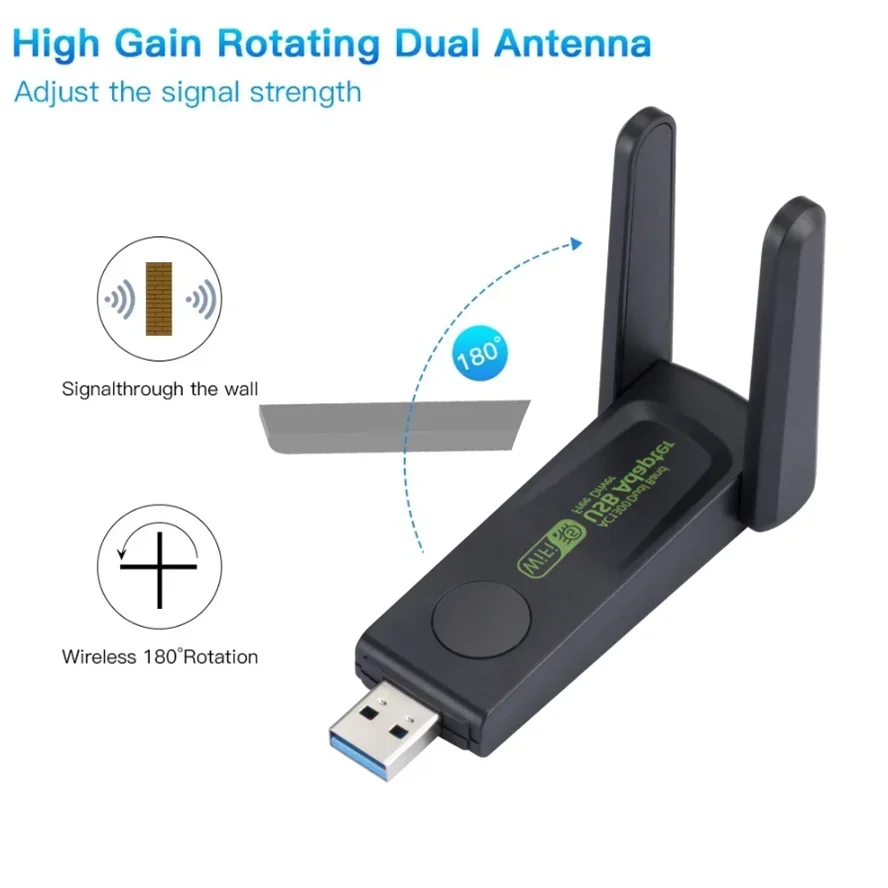 GRWIBEOU 1300Mbps USB WiFi Adapter Dualband - 2.4/5GHz USB
