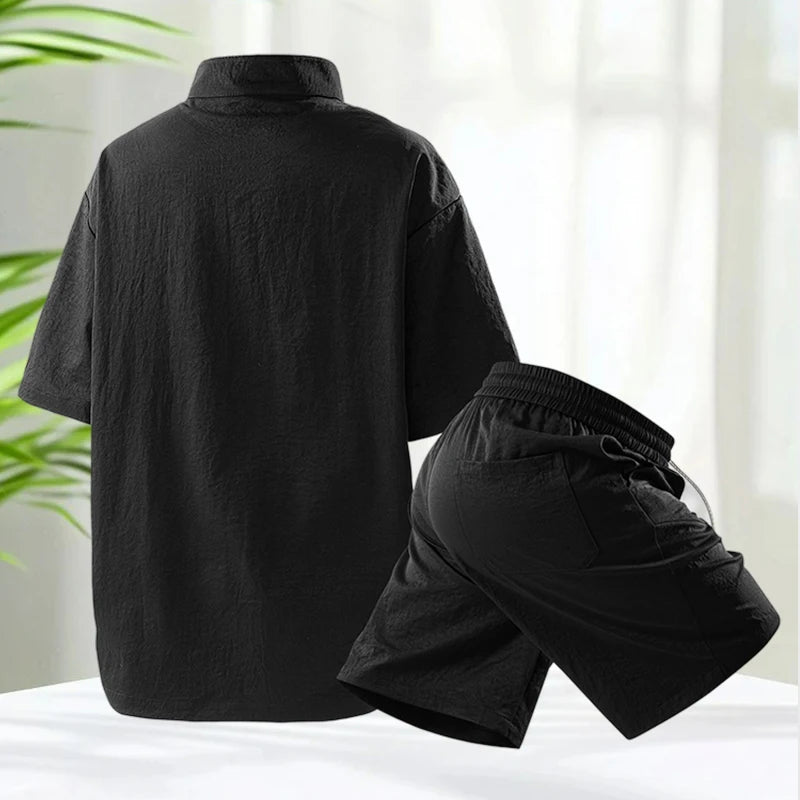 TIKALIACN Zweiteiler Sommer Kurzarm - Polyester M L